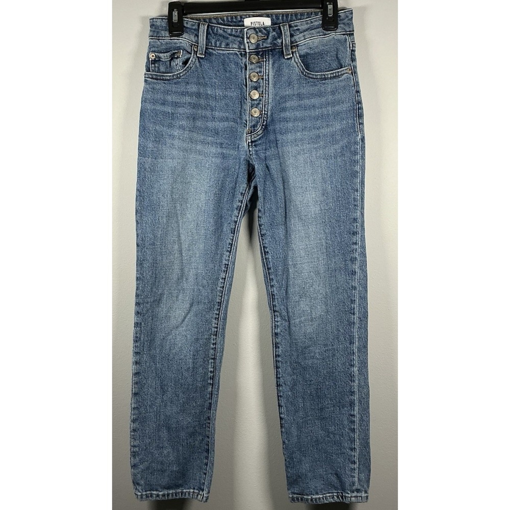 Pistola Straight Leg Jeans Women 27 Blue High‎ Rise Button Fly P6993CSF-LDR